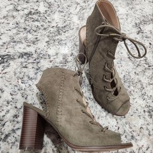 Mix No. 6 • "Camona" Gladiator Peep-Toe Heeled Booties